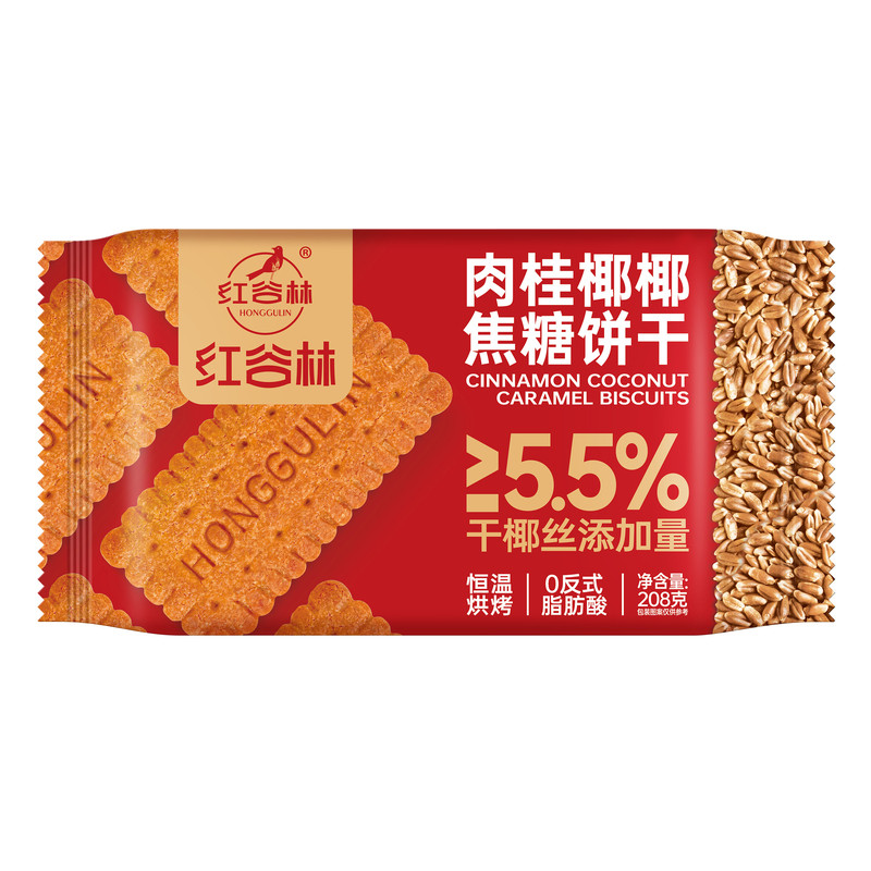 红谷林肉桂椰椰焦糖饼干6包装办公室追剧解馋早餐休闲零食下午茶