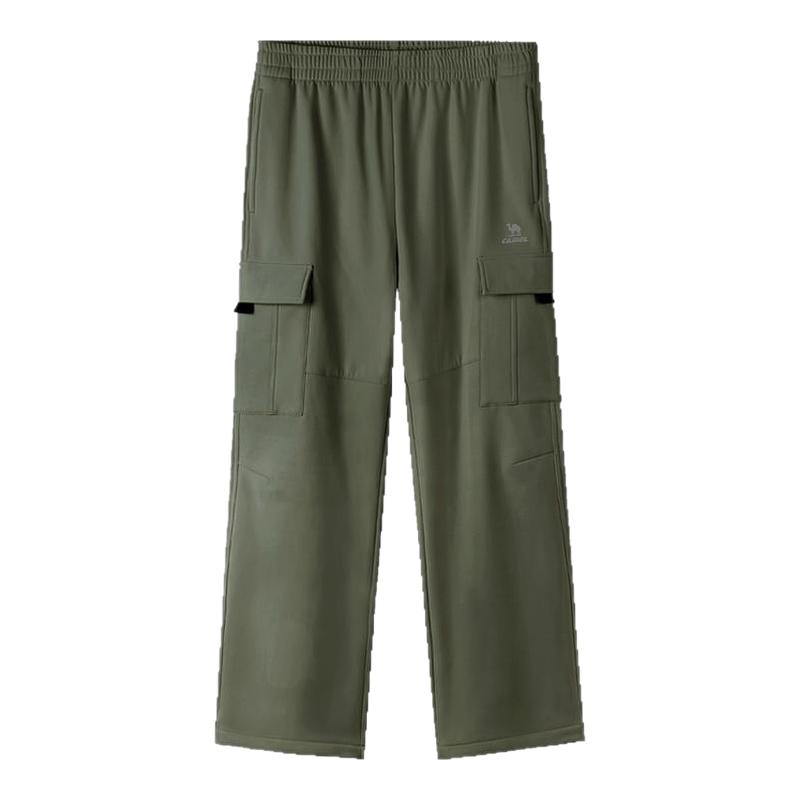 骆驼运动工装加绒裤男直筒户外防风防水伞兵裤宽松休闲保暖登山裤