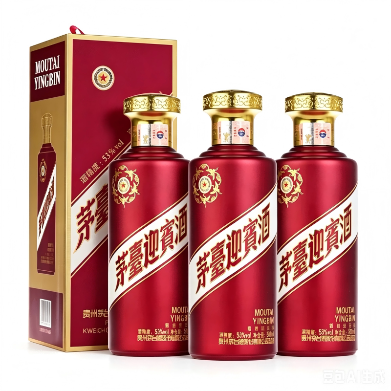 茅台紫迎宾酒53度酱香型白酒500ml*3瓶送礼收藏宴请官方旗舰店