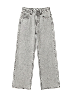 DKNY JEANS唐可娜儿26春夏新款牛仔裤女直筒长裤子做旧水洗休闲潮