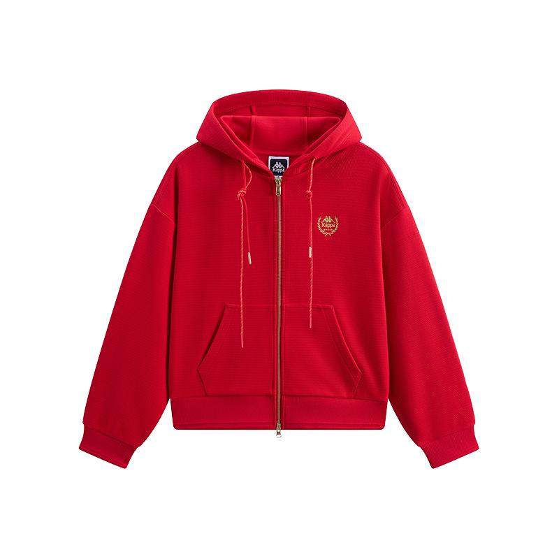 Kappa卡帕女装2026春季新款运动休闲红色连帽针织外套K0G22MK06,运动服/休闲服装,运动茄克/外套,淘宝优惠券,粉丝福利购,淘宝优惠卷