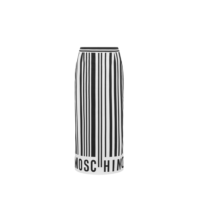 【低至5折】Moschino/莫斯奇诺  女士条形码图案府绸纯棉半身裙