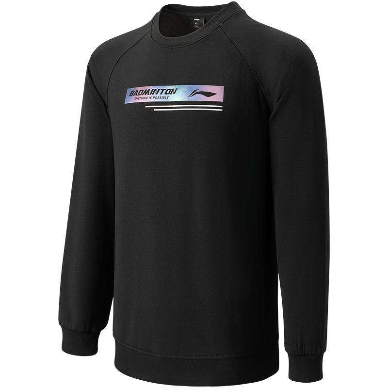 李宁卫衣男士女士新款羽毛球系列长袖圆领冬季情侣上衣针织运动服