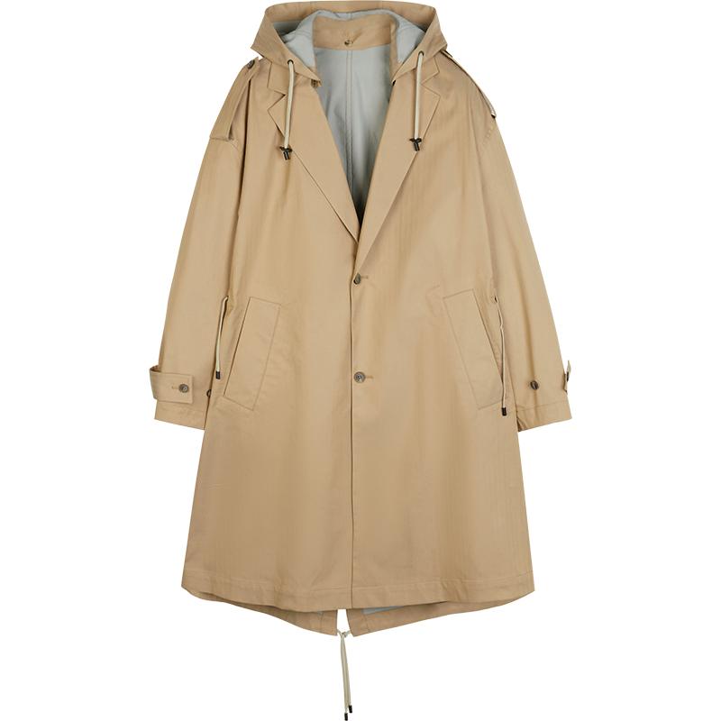 商场同款速写连帽优雅风衣