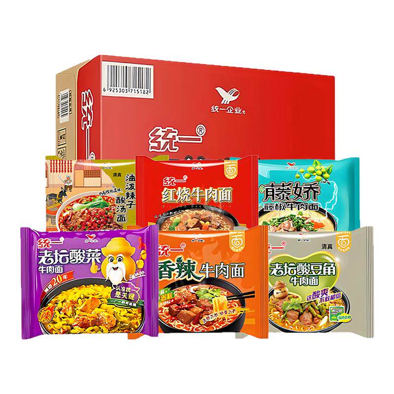 统一方便面24袋整箱6种口味混合