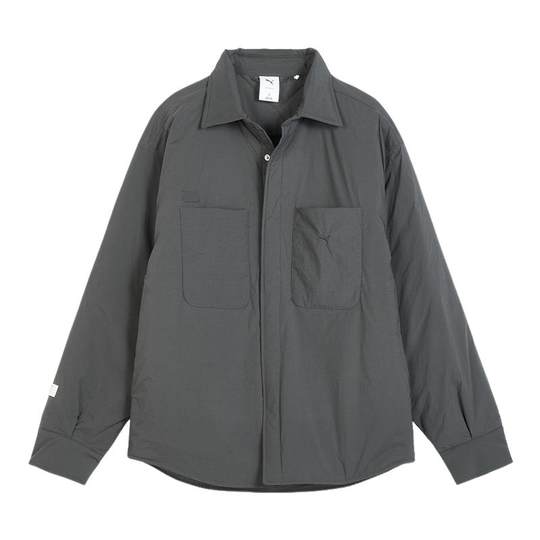 PUMA彪马宽松休闲衬衫式夹棉内胆男女秋冬格雷运动棉衣 633477-44