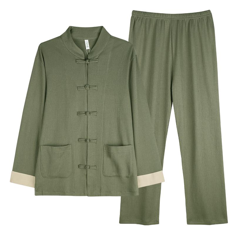 轩靓新中式春秋款长袖纯棉睡衣