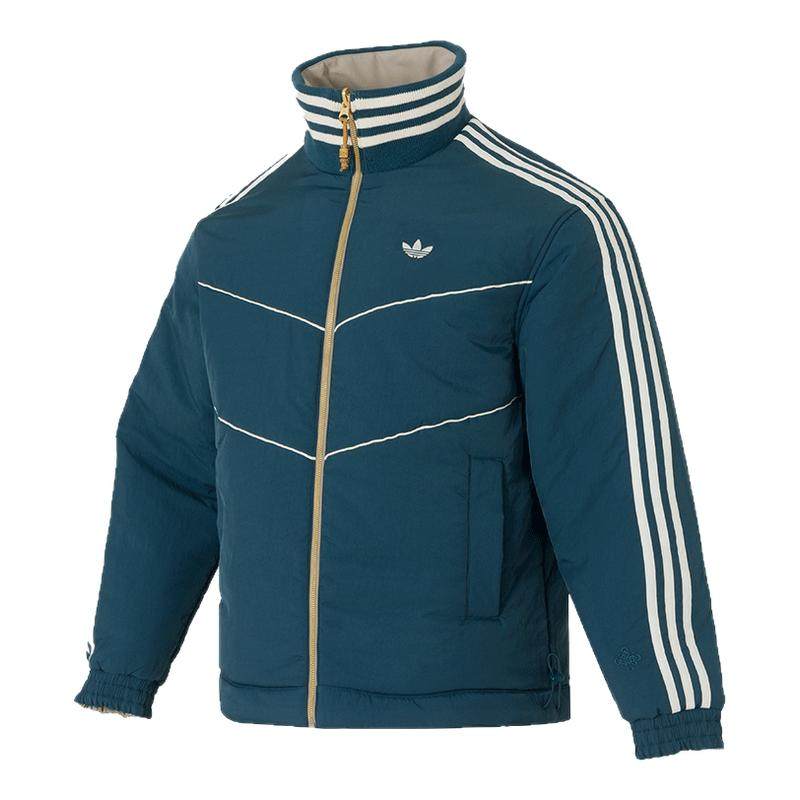 阿迪达斯三叶草男装2026春季新款JKT PAD 保暖双面穿运动棉服外套