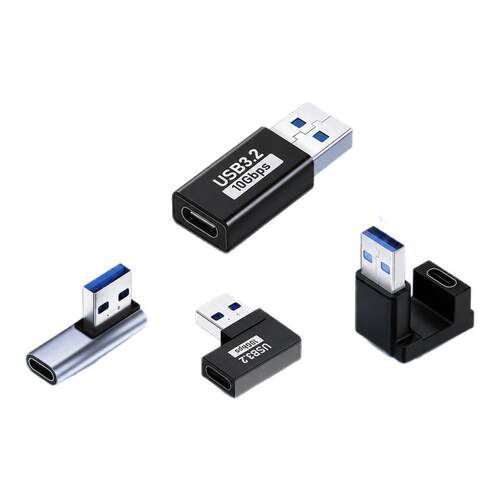 USB3.2公转Type-C母转接头10Gbps高速传输3A充电多功能适用苹果充电头笔记本电脑读卡器硬盘键鼠U盘L直角U型