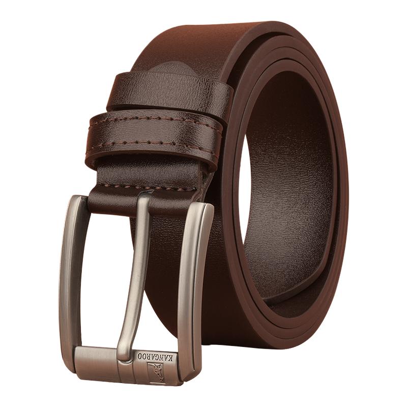 袋鼠皮带男款针扣纯男士休闲青年腰带2025新款爸爸男裤带