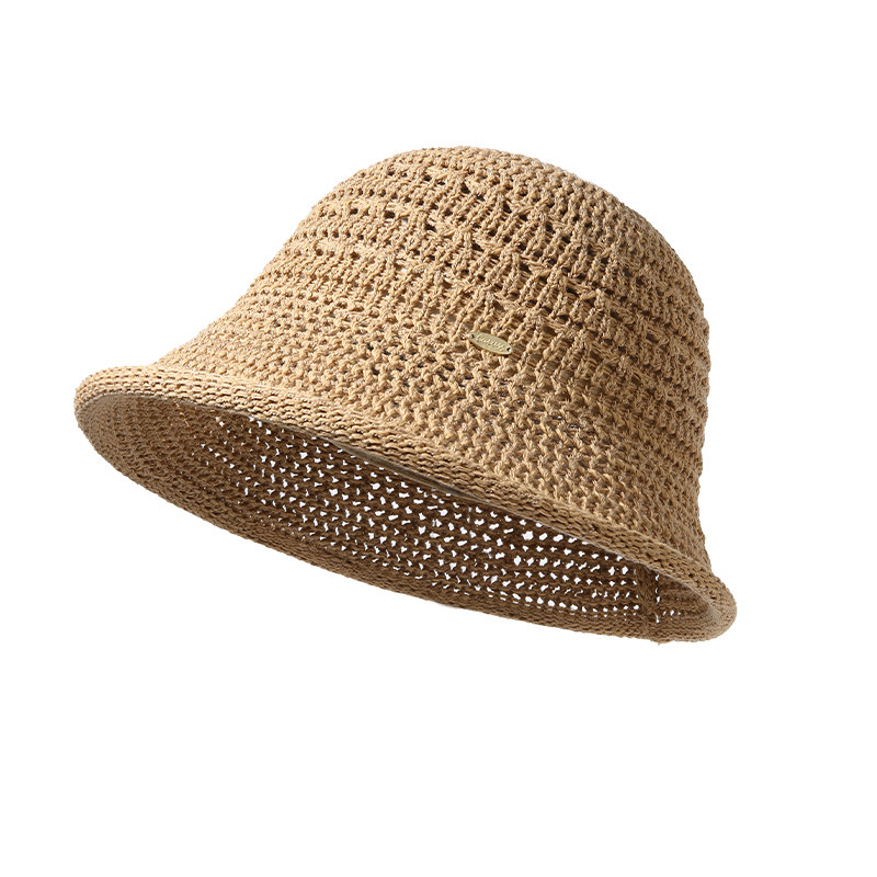 CACUSS镂空编织遮阳帽子女款夏季户外显脸小太阳帽复古透气渔夫帽