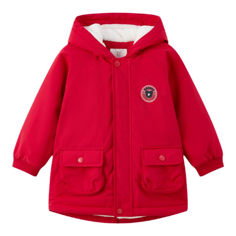 【索罗娜】PawinPaw卡通小熊童装秋冬男宝宝连帽中长款棉服