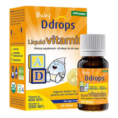 Ddrops滴卓思敏宝ad滴剂婴幼儿一岁以下新生儿D3宝宝维生素d3婴儿