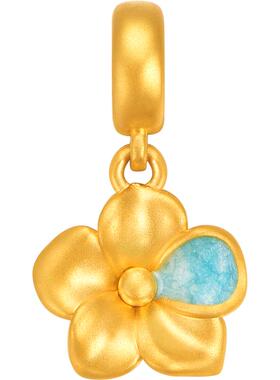 明牌珠宝黄金杏花满枝转运珠 硬金吊坠串珠足金手串情人节AFP1050