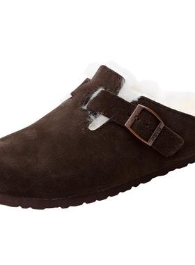 DevoLife软木拖鞋女加绒保暖休闲毛毛鞋秋冬加毛包头半拖鞋66001