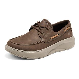 斯凯奇春夏季新款一脚蹬男士帆船鞋商务皮鞋通勤乐福鞋商务渔夫鞋