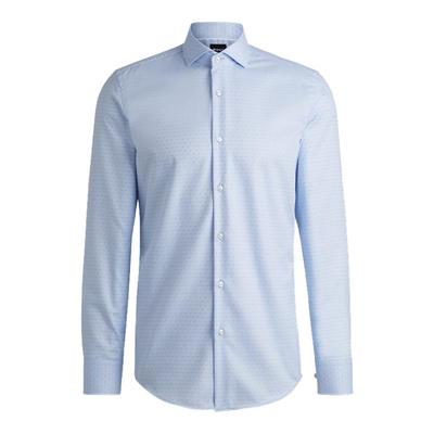 【新年礼物 正装衬衫】BOSS博斯 男士纹理棉质修身正装衬衫