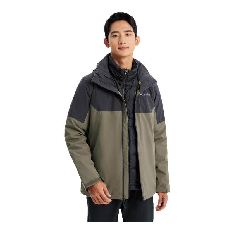 哥伦比亚男秋冬户外金点防水700蓬鸭绒内胆三合一冲锋衣WE6671