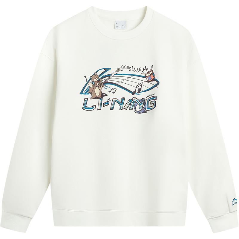 李宁卫衣女款2025秋冬新款圆领长袖上衣加绒保暖套头衫运动服女装