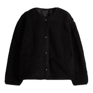 HM女装 小香风保暖泰迪绒单排扣夹克1294648 短外套春季