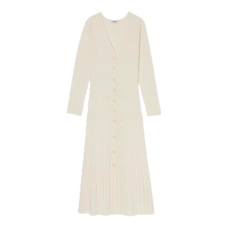 SANDRO女装法式菱格纹花边连衣裙