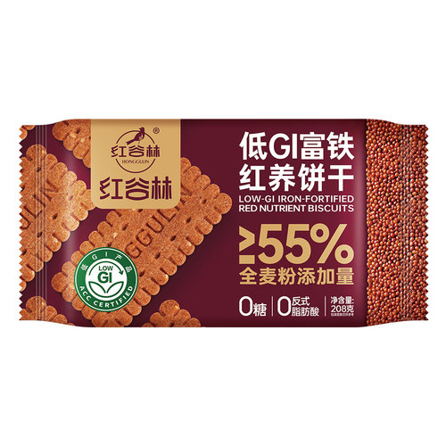 红谷林红稗富铁无糖全麦饼干