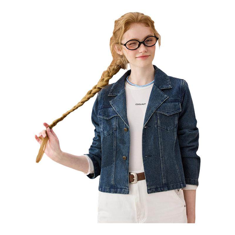 coolhut蓝色经典复古做旧时尚百搭外套短款牛仔2026春季女士外套,女装/女士精品,短外套,淘宝优惠券,粉丝福利购,淘宝优惠卷