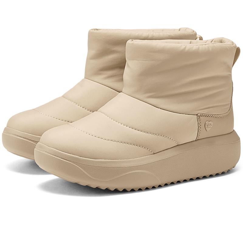 斯凯奇冬季女厚底增高雪地靴中筒冬靴加绒保暖棉鞋舒适轻便面包靴