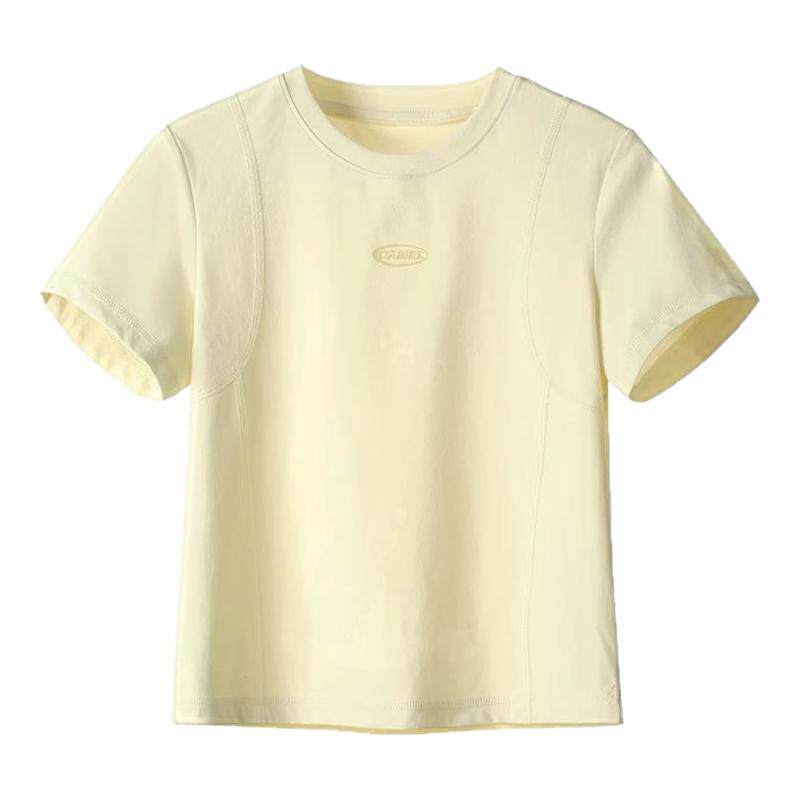 骆驼运动速干t恤女短款2026夏季新款基础圆领凉感休闲百搭短袖T恤