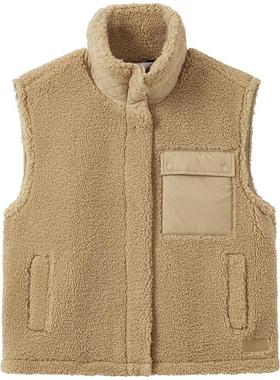 AIGLE艾高户外Polartec保暖休闲黑色上衣抓绒马甲女士加厚外套