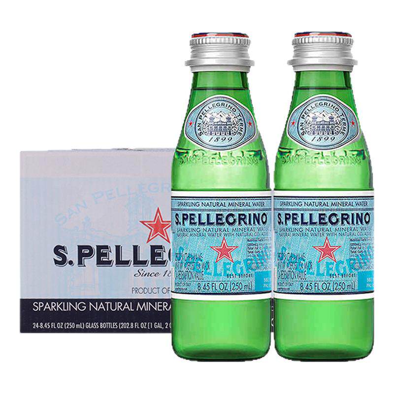 意大利进口圣培露汽泡水天然含气矿泉饮水250ml/750ml*12瓶整箱