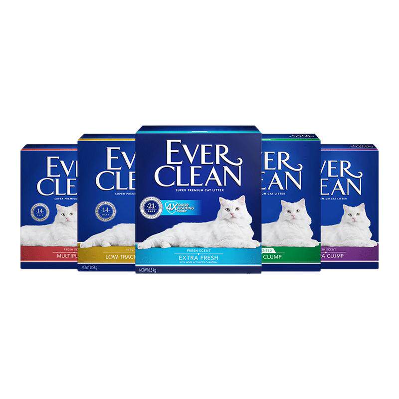 EverClean铂钻猫砂原装进口高效除臭低尘膨润土矿砂蓝标红标10L