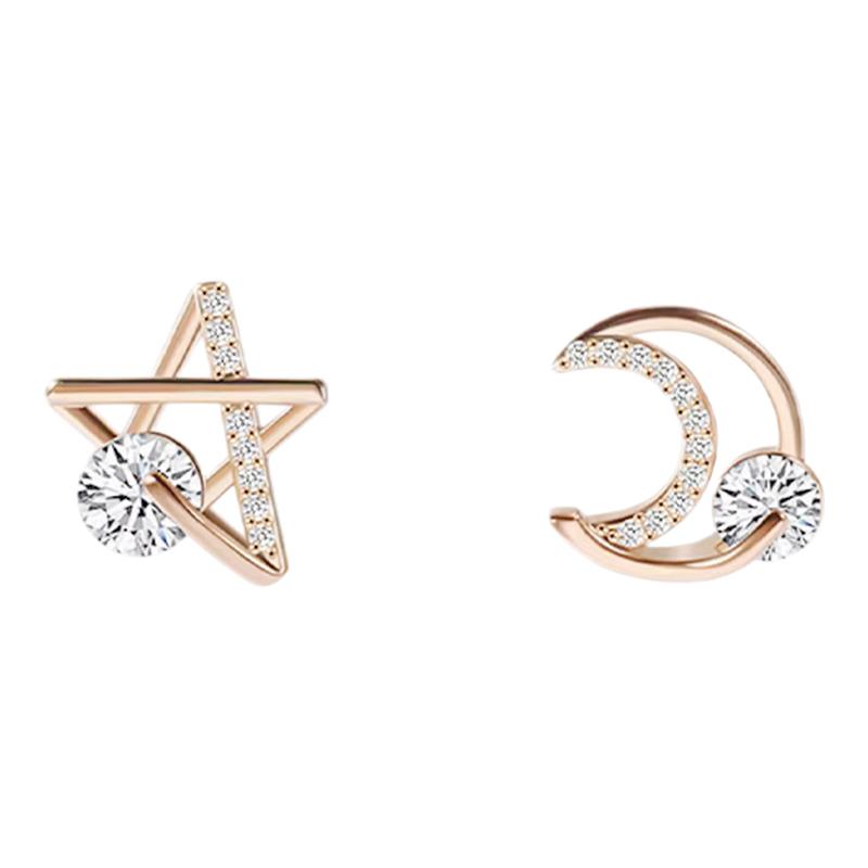 玫瑰金色星月蚊香盘耳夹