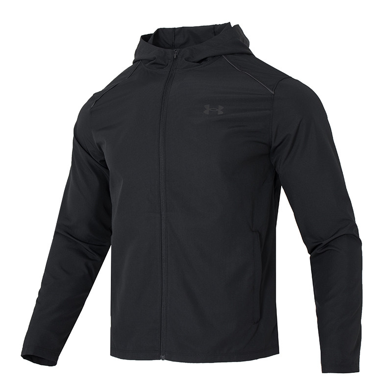 安德玛外套男款官方正品冲锋上衣防风跑步运动服户外梭织连帽夹克