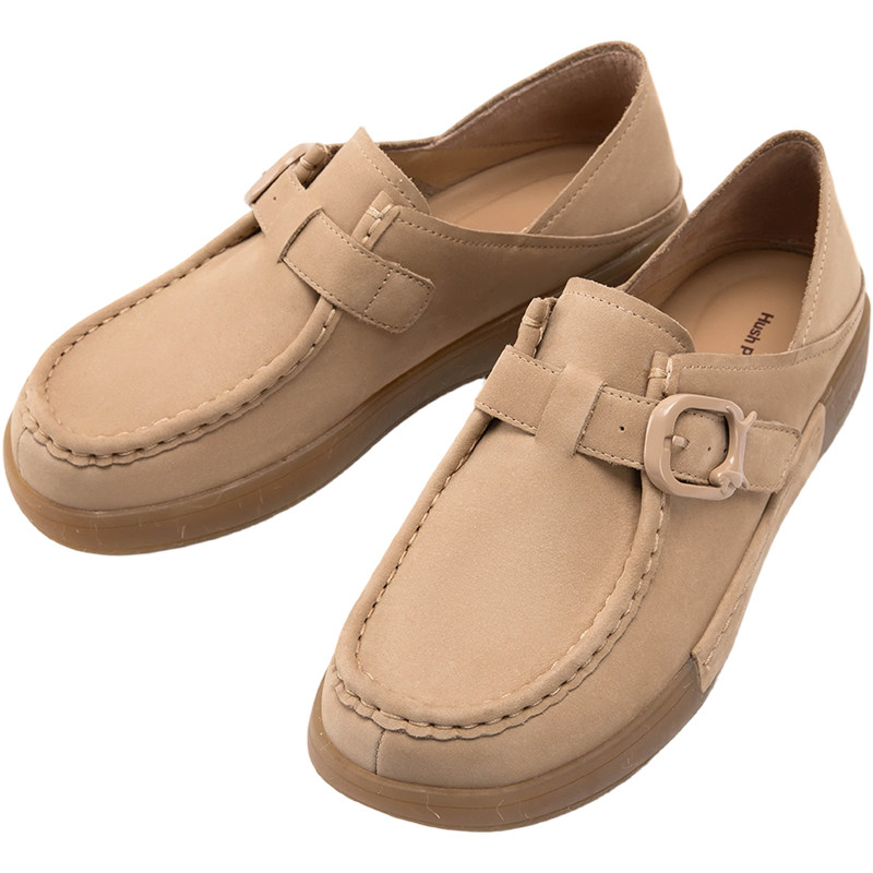 暇步士布兜袋鼠鞋女真皮春秋新款轻便乐福鞋柔软牛皮宽松休闲女鞋