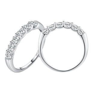 MODIAN摩典莫桑钻戒指女S925纯银时尚 轻奢高级感璀璨排钻戒指女