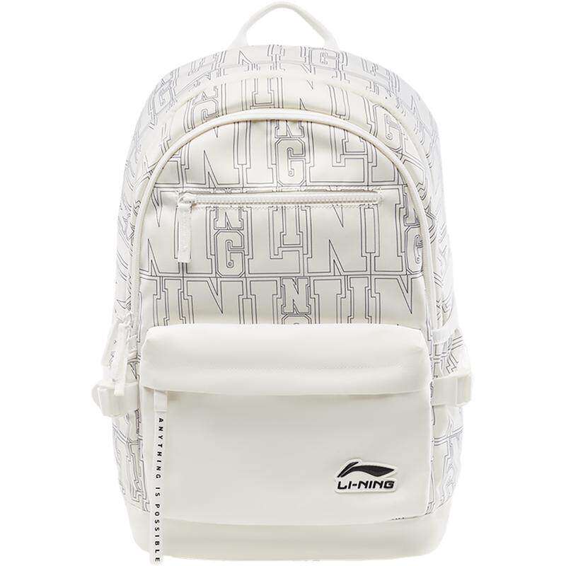 李宁双肩包女士正品大容量轻便学生白色书包旅游通勤运动背包男