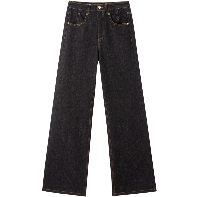 太平鸟秋季新款原牛直筒牛仔裤女