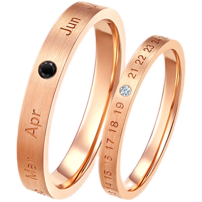 DR求婚钻戒黑宝石玫瑰金对戒