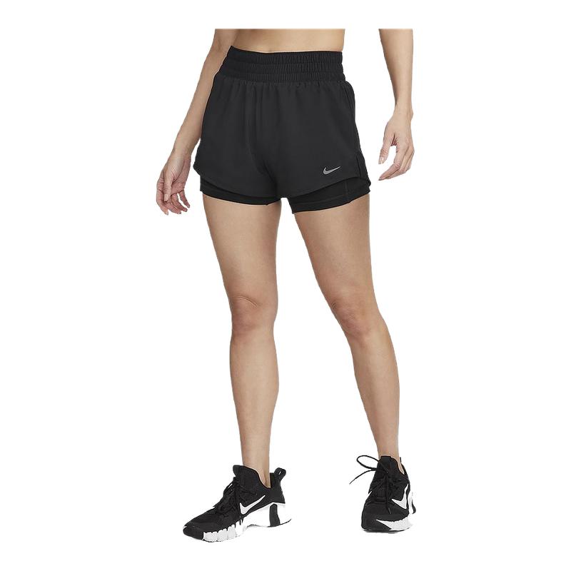 NIKE耐克女裤夏季运动训练速干透气中腰二合一跑步短裤DX6013-010
