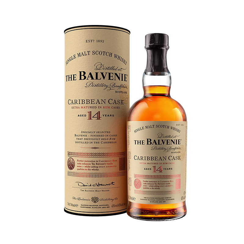 Balvenie 百富14年加勒比700ml单一麦芽苏格兰威士忌进口洋酒磨码