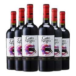 黑猫红酒 智利原瓶进口赤霞珠梅洛整箱干红葡萄酒官方正品