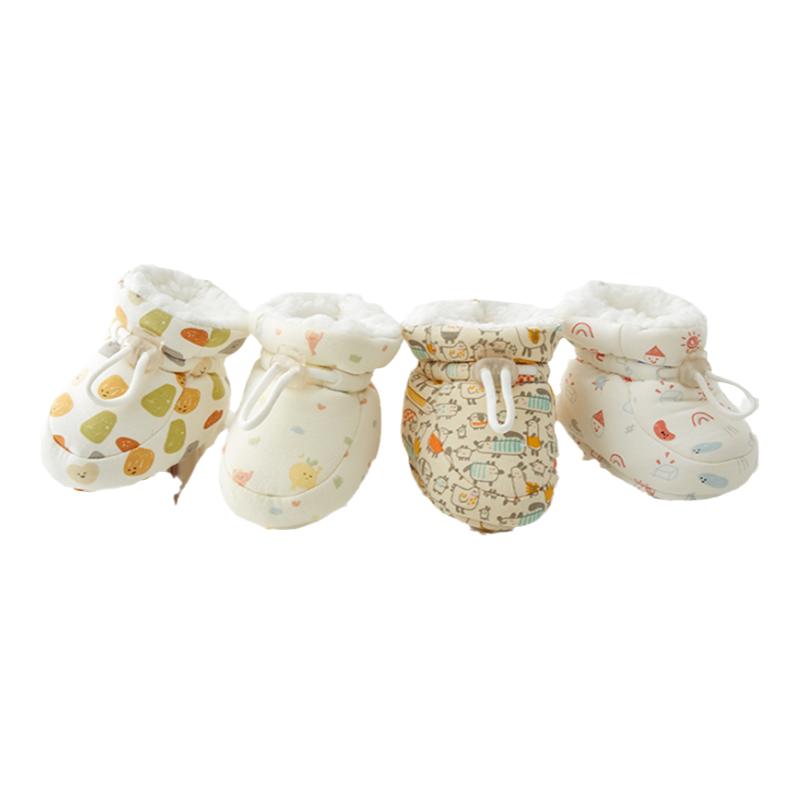 尼多熊宝宝护脚套婴儿纯棉加厚棉鞋子新生儿夹棉保暖包脚鞋套秋冬
