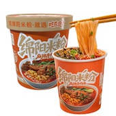 四川特产绵阳米粉桶装 免煮冲泡米线懒人速食牛肉鸡肉味6桶装 速食