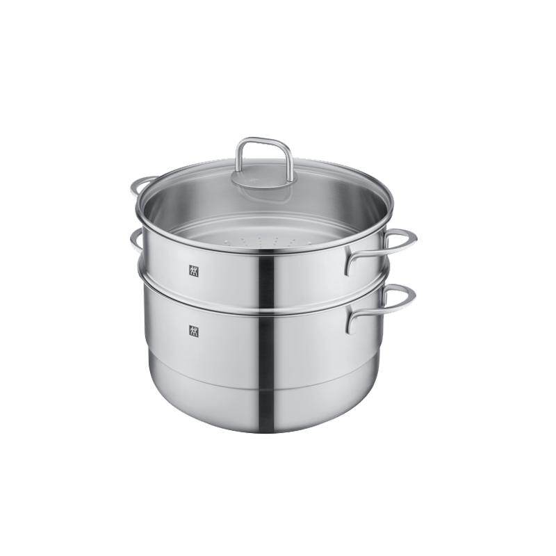 德国双立人汤锅蒸笼家用汤蒸两用锅0涂层不锈钢锅具炖锅蒸锅套装
