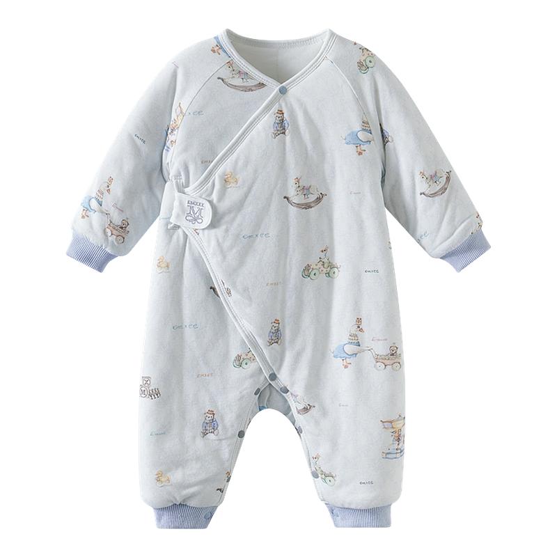 嫚熙暖芯恒温棉婴儿连体衣夹棉宝宝衣服秋冬保暖加厚棉服外出新品
