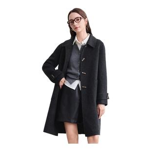 betu百图100%绵羊毛双面呢子大衣女中长款2025年冬季新款毛呢外套