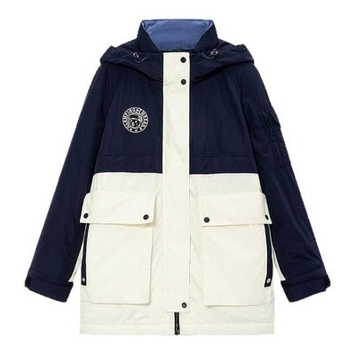 TeenieWeenie小熊奥莱时髦撞色简约大方休闲户外工装风连帽羽绒服