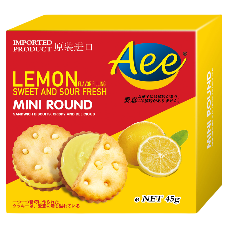 Aee迷你夹心饼干马来西亚进口柠檬味夹心饼干独立包装网红零食