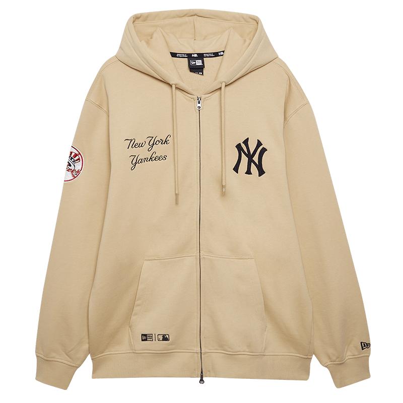 New Era纽亦华秋冬新款MLB美式连帽卫衣拉链外套NY针织毛圈复古潮